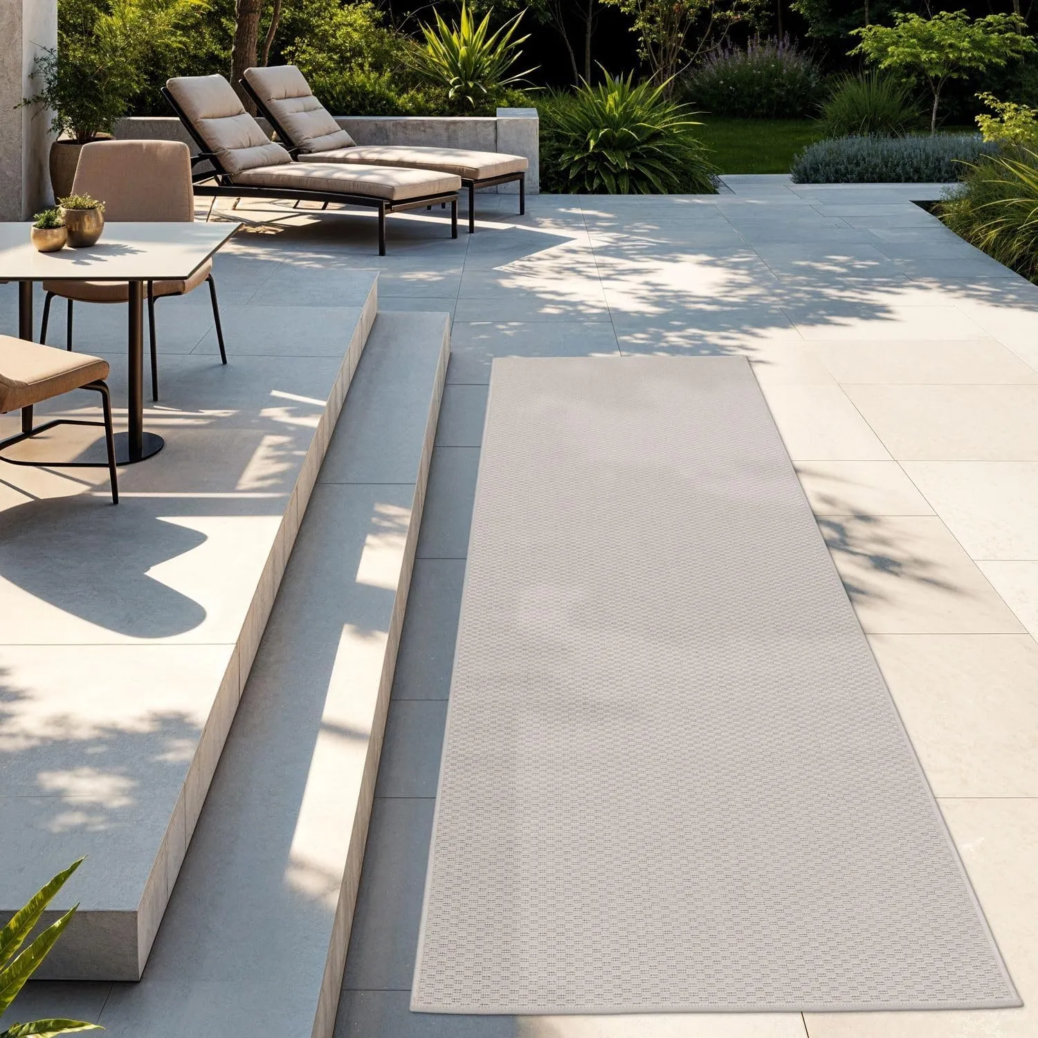 TT Home Teppich Für Outdoor Wetterfest Küchenteppich Balkon Terrasse Unifarbenes Design Modern, Farbe: Elfenbein, Größe…
