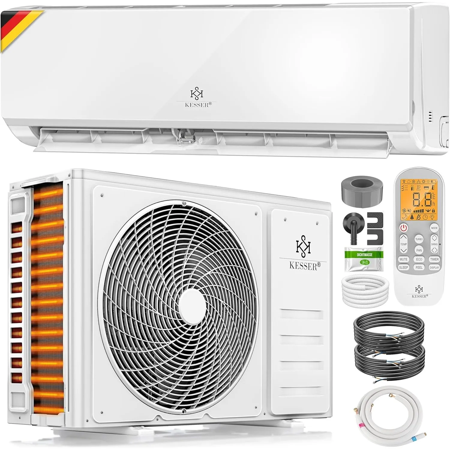 KESSER® Klimaanlage Set Split, WiFi/App Funktion Klimagerät, Kühlen A++/Heizen A+, 9000 BTU/h (2.600W) sehr leise, Kält…