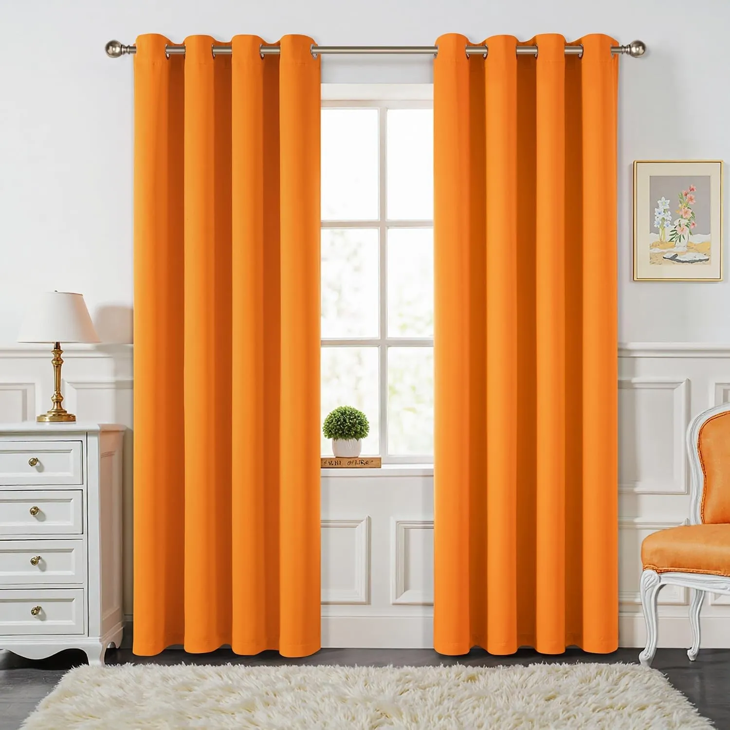 MIULEE Verdunklungsvorhänge Thermo Blickdicht Ösen 2er Set 140x225cm Orange