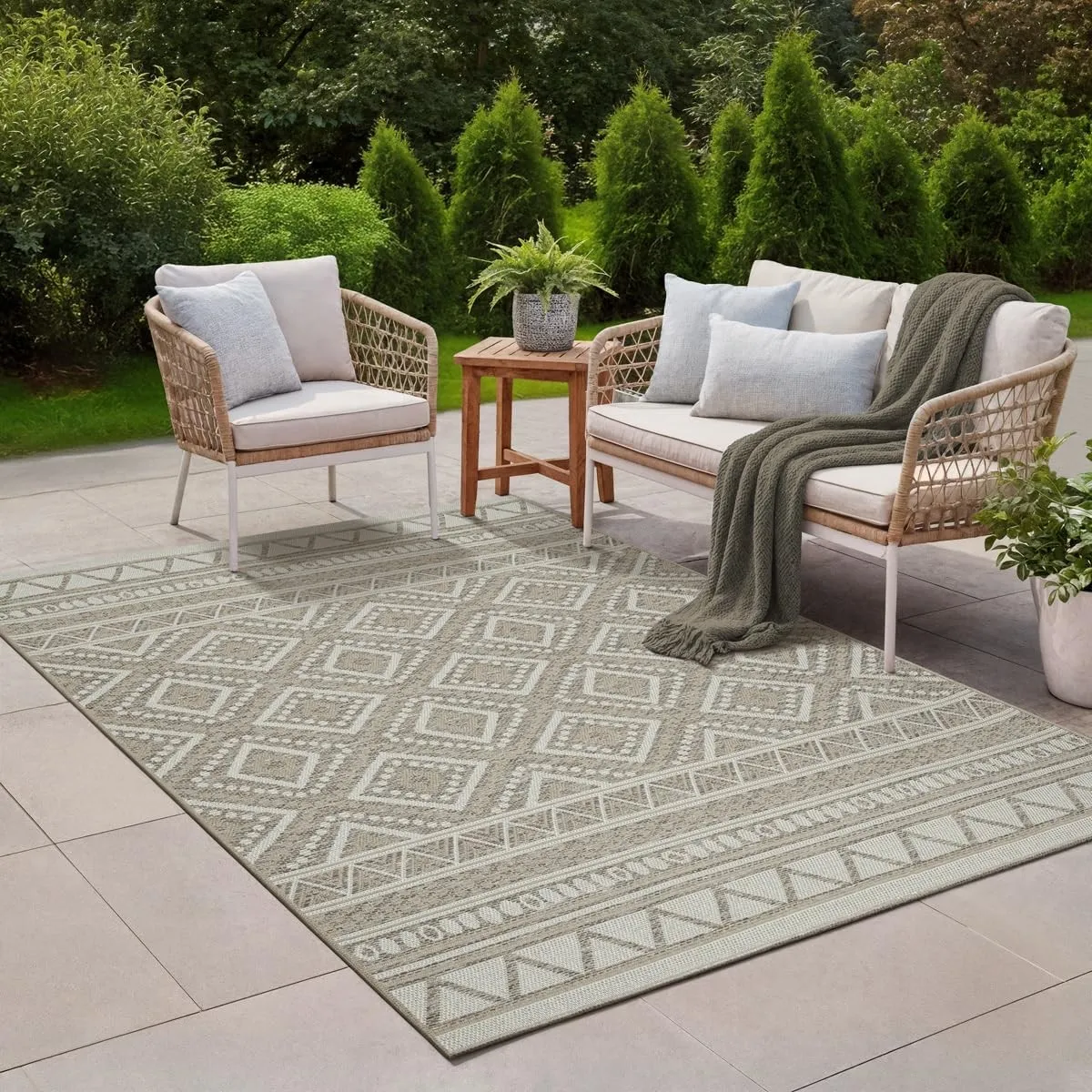 the carpet Calgary - Outdoor Teppich Wetterfest für Balkon & Terrasse, Robuster Flachgewebe Teppich für Garten, Pflegel…