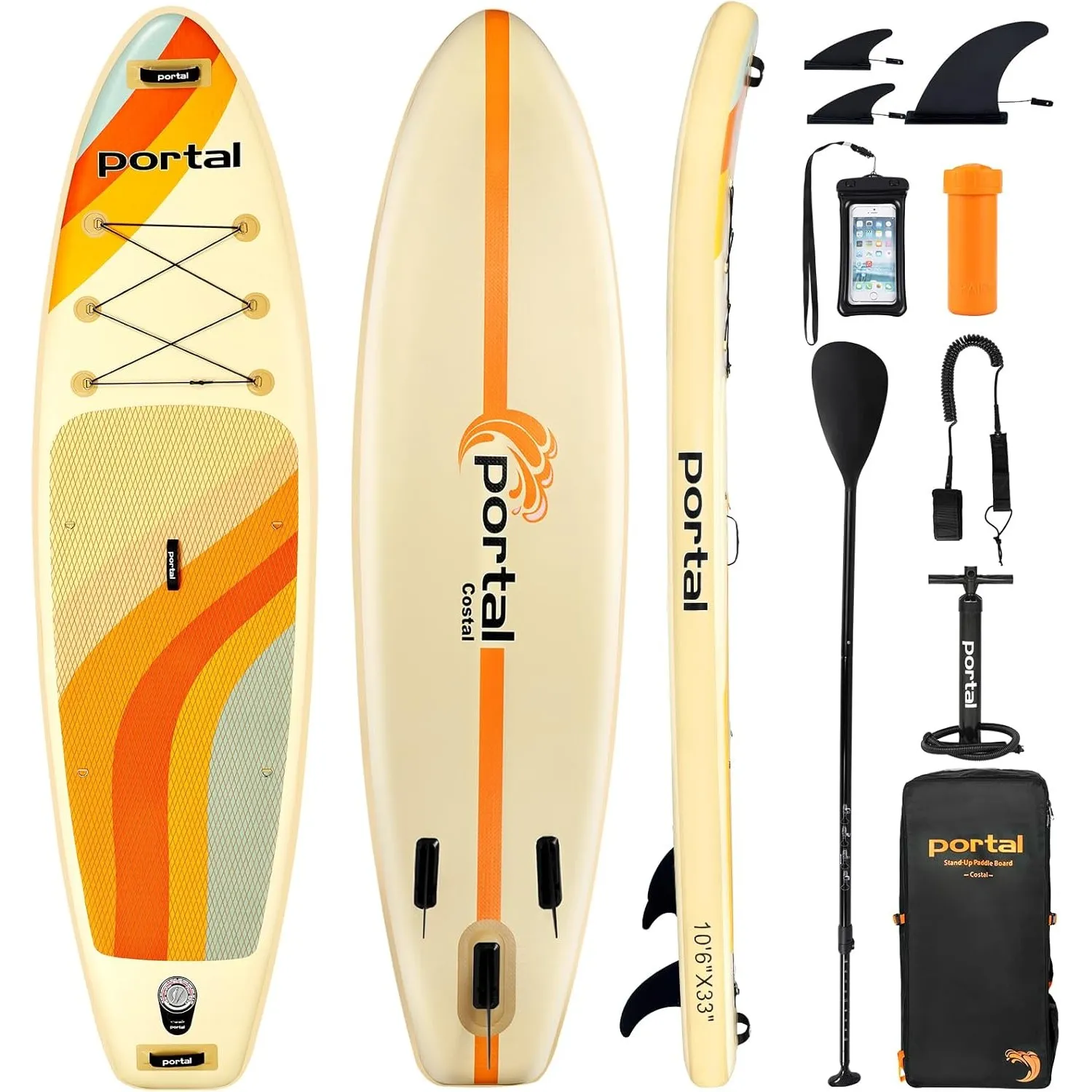 Portal Stand Up Paddle Board, 10'6x33x6 Aufblasbare Paddle Boards mit SUP-Zubehör inklusive Tragetasche, Handpumpe, Pad…