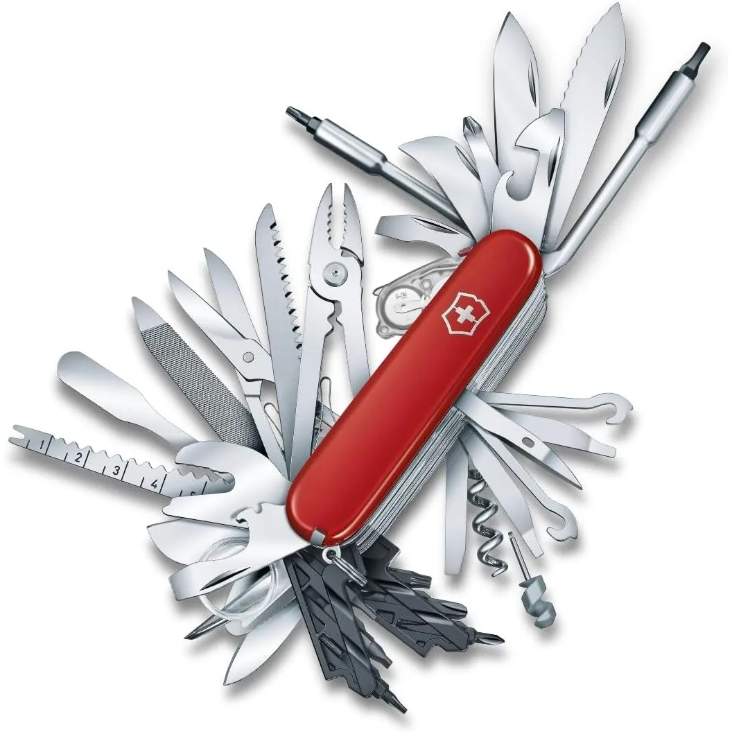 Victorinox Taschenmesser Swiss Champ XXL, 91 mm, rot (73 Funktionen, Klinge mit Wellenschliff)