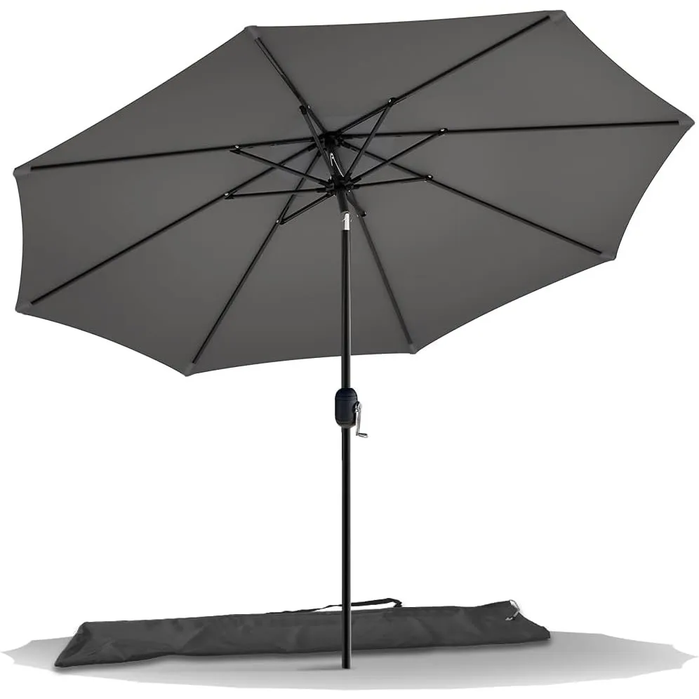 VOUNOT Sonnenschirm 270 cm mit Kurbelvorrichtung, Knickbar, Sonnenschutz UV-Schutz, Balkonschirm Gartenschirm Marktschi…