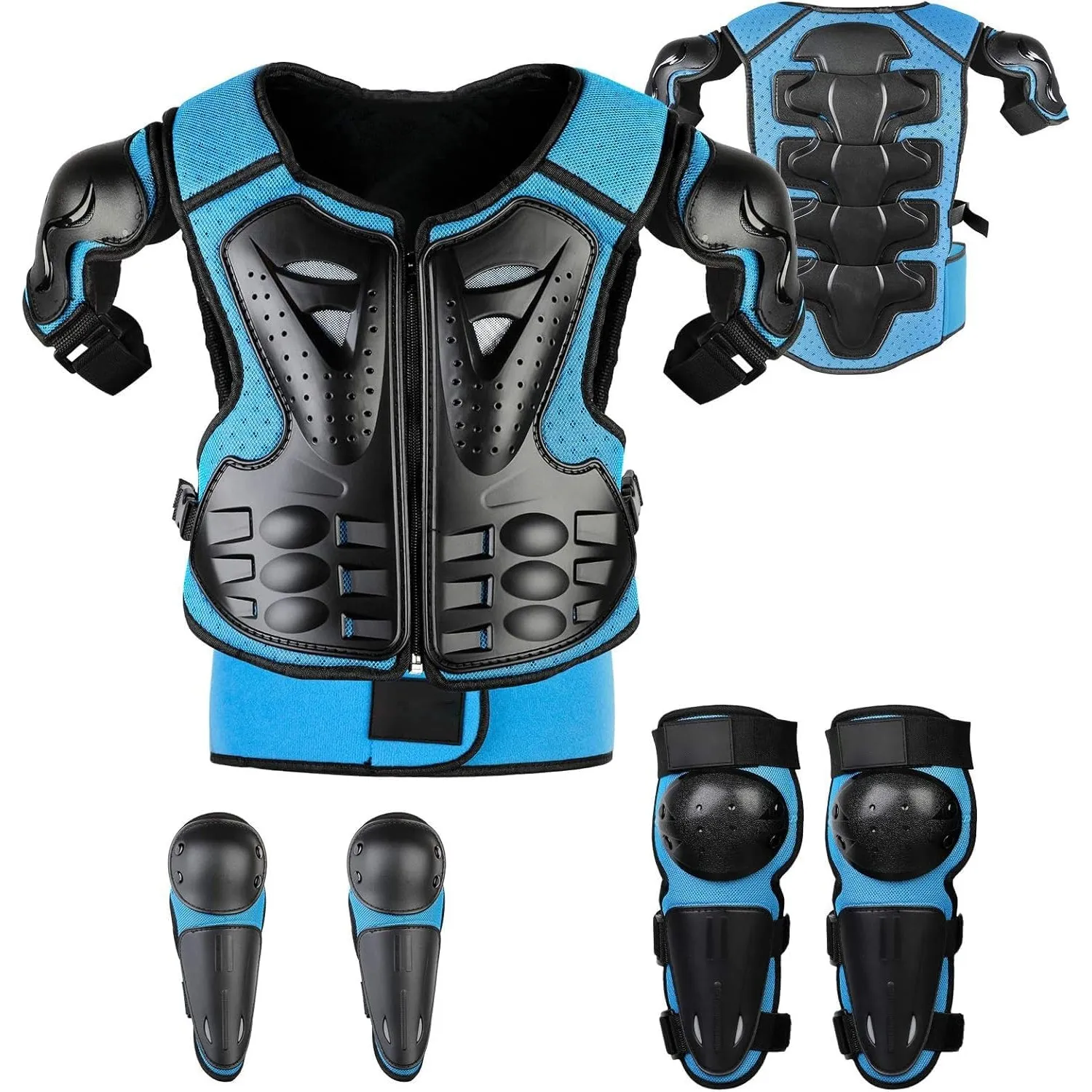 5 Stück Motorrad Schutz Jacke,Kinder Motorrad rüstung mit Knieschoner Ellbogenschoner Brustpanzer Racing,für Outdoor Sp…