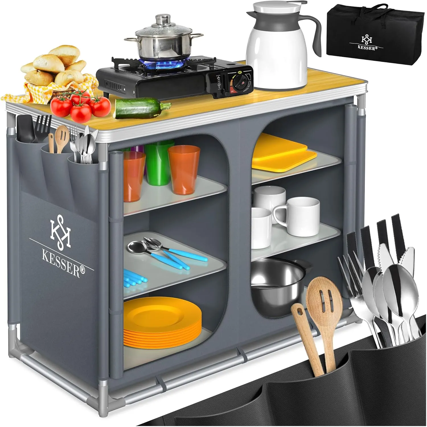 Kesser® Camping Kitchen Unit, Including Carry Bag, Camping Cupboard, with Aluminium Frame, Travel Kitchen, Kitchen Box,…