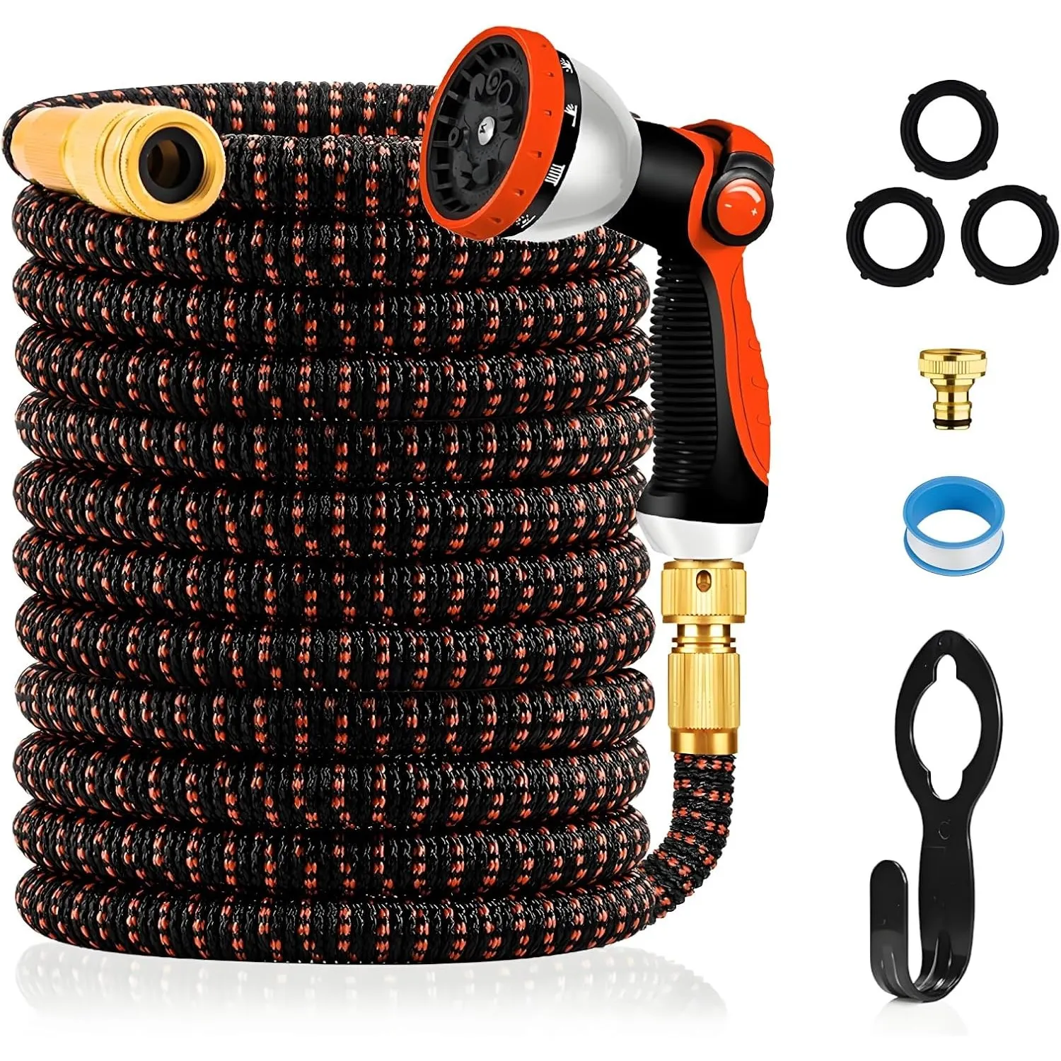 Yofidra Flexibler Gartenschlauch 30m/100ft, Wasserschlauch mit 10 Düse | 3/4" & 1/2 Zoll Metallanschlüsse, Knickfrei, W…