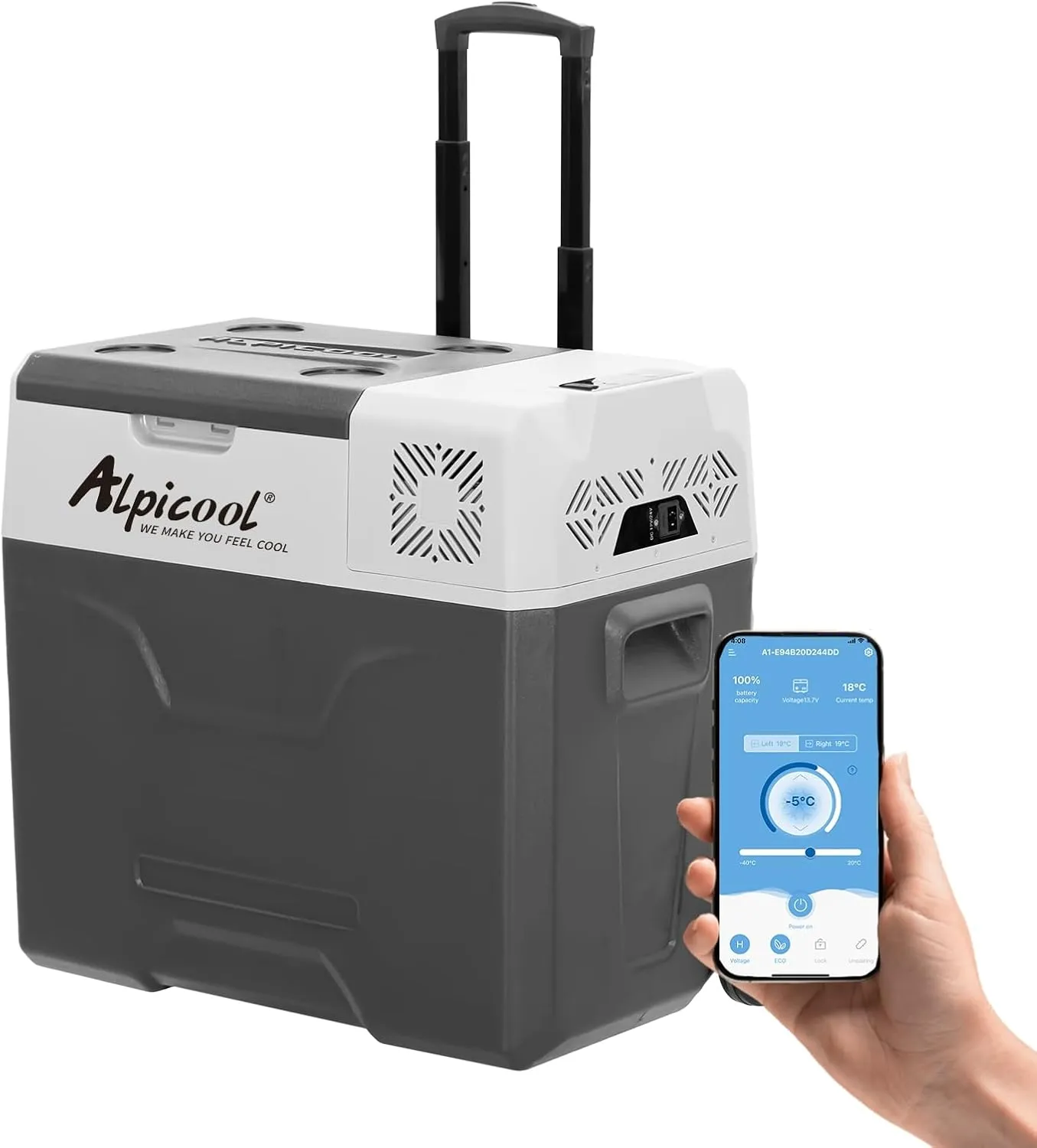 Alpicool CX50 50L Compressor Cool Box 12 V Portable Fridge Electric Freezer Box Small Freezer for Car Camping, Truck, B…