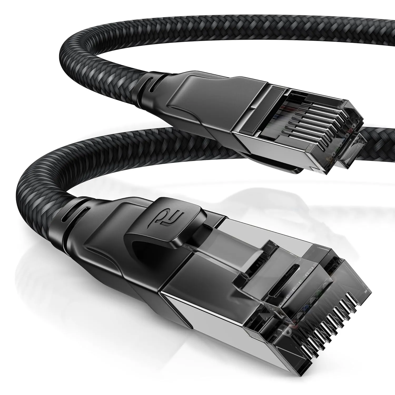 CSL - CAT8.1 Netzwerkkabel 40 Gbits - 15m - Baumwollmantel - Black Series - LAN Kabel Patchkabel RJ45 - CAT8 Gigabit Et…