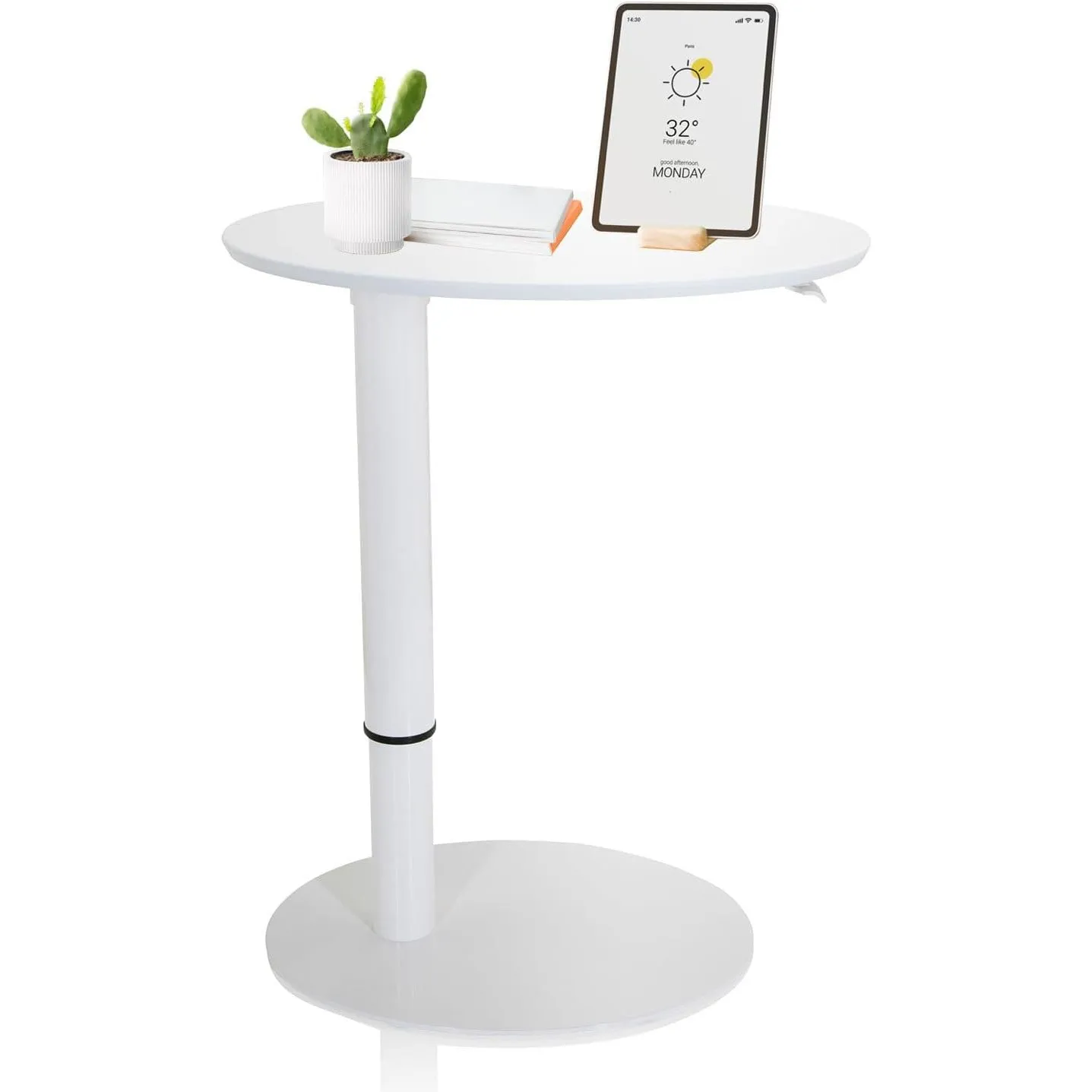 hjh OFFICE 830055 Stehtisch höhenverstellbar Stand III Weiß Beistelltisch Pult mit Gasfeder, Höhe bis 104,5 cm