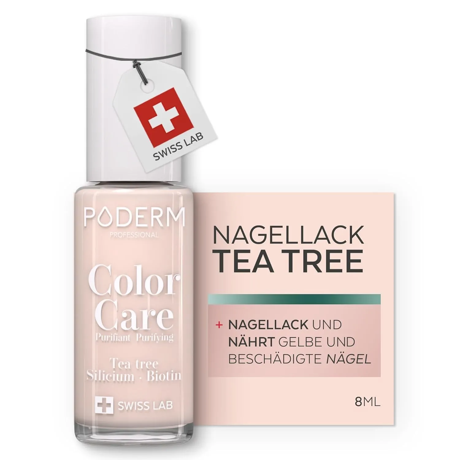 PODERM - TEEBAUM-NAGELLACK COLOR CARE Zartrosa - verbessert das Aussehen für die gelbe oder brüchige Nägel - 2 IN 1 PFL…