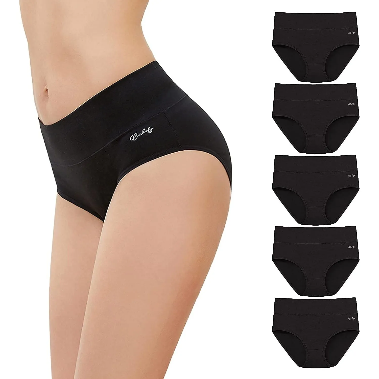 anqier Unterhosen Damen 5er Pack Stretch Baumwolle Hohe Taille Slips Damen