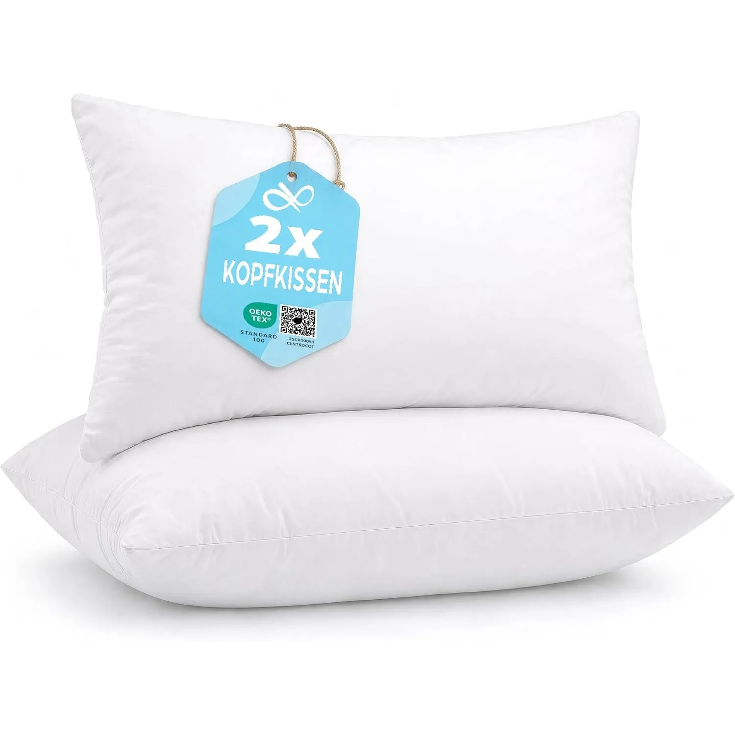 Flowen Kopfkissen 40x80 cm Kissen für Bett 40 x 80 2er Set Bettkissen Hypoallergene Anti-Milben Weiche Kissenfüllung mi…