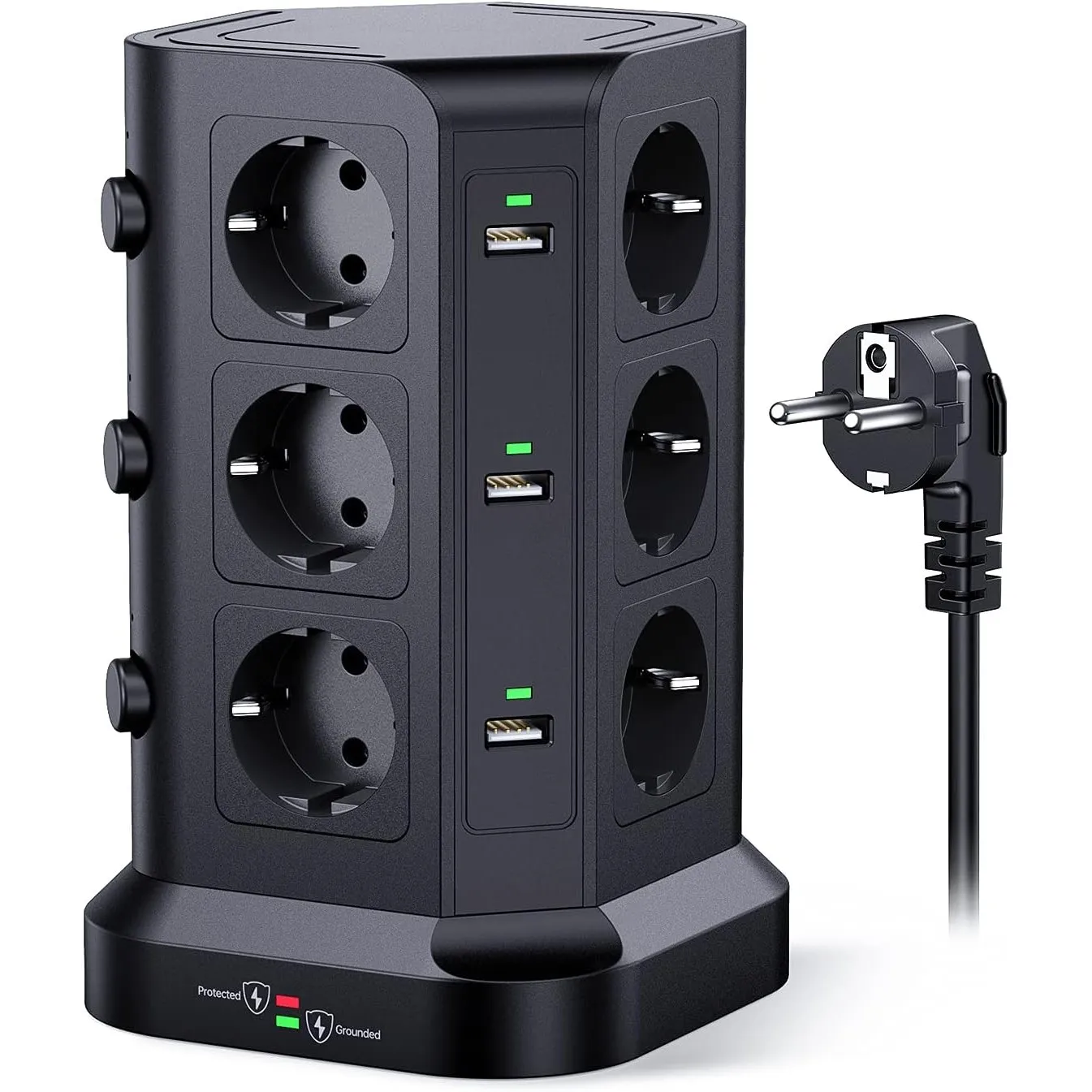 KOOSLA 12 Fach Steckdosenleiste (4000W/16A), 6 USB Mehrfachsteckdose mit Überspannungsschutz, einzeln schaltbarer Steck…
