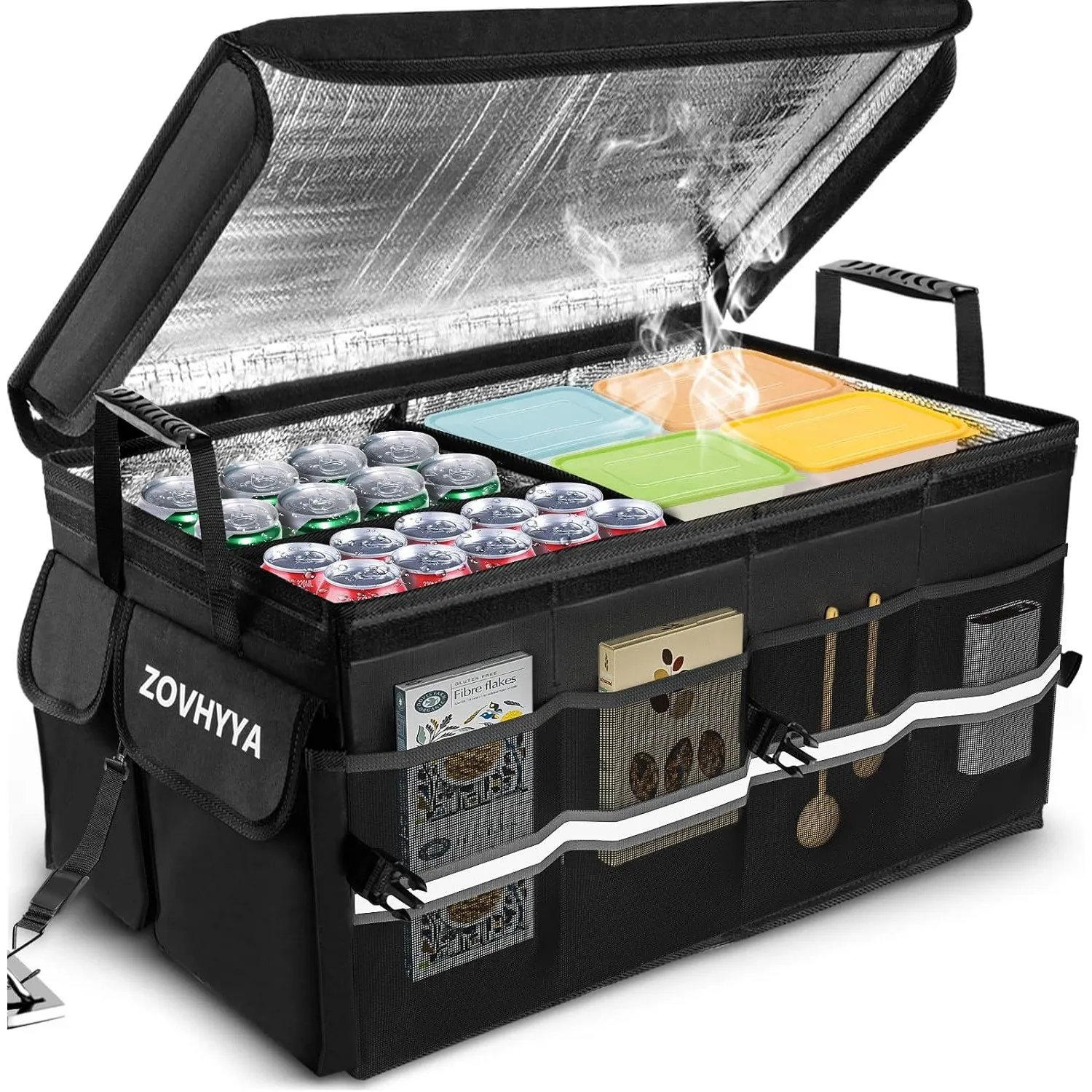 Kofferraum Organizer 68L, Auto Organizer faltbar mit Deckel
