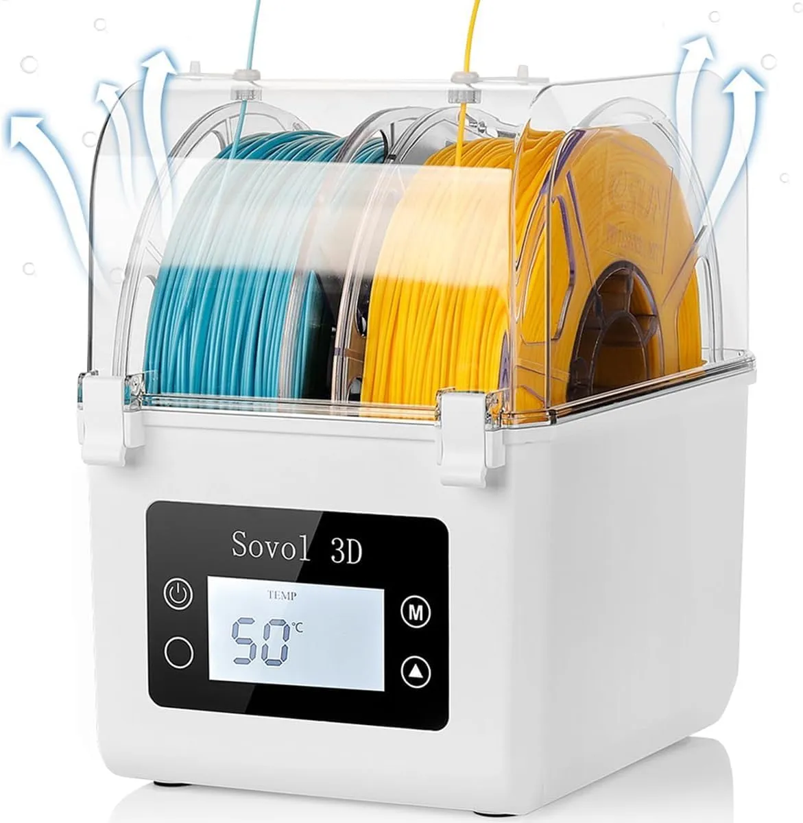 Filament Trockner, Sovol SH01 3D Drucker Filament Dryer Trockenbox Filamenttrockner 2 Rollen mit Upgraded Fan für 1.75m…