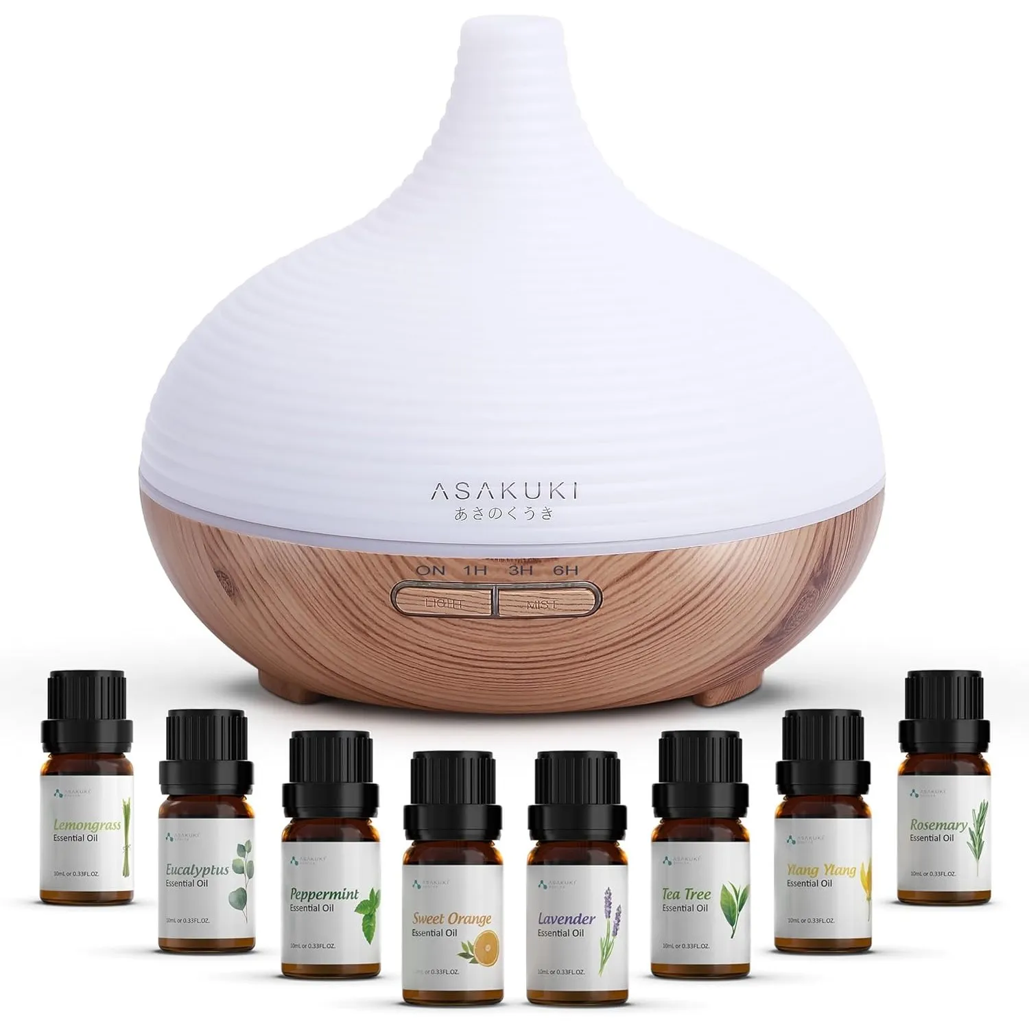 ASAKUKI Aroma Diffuser mit Ätherische Öle Set