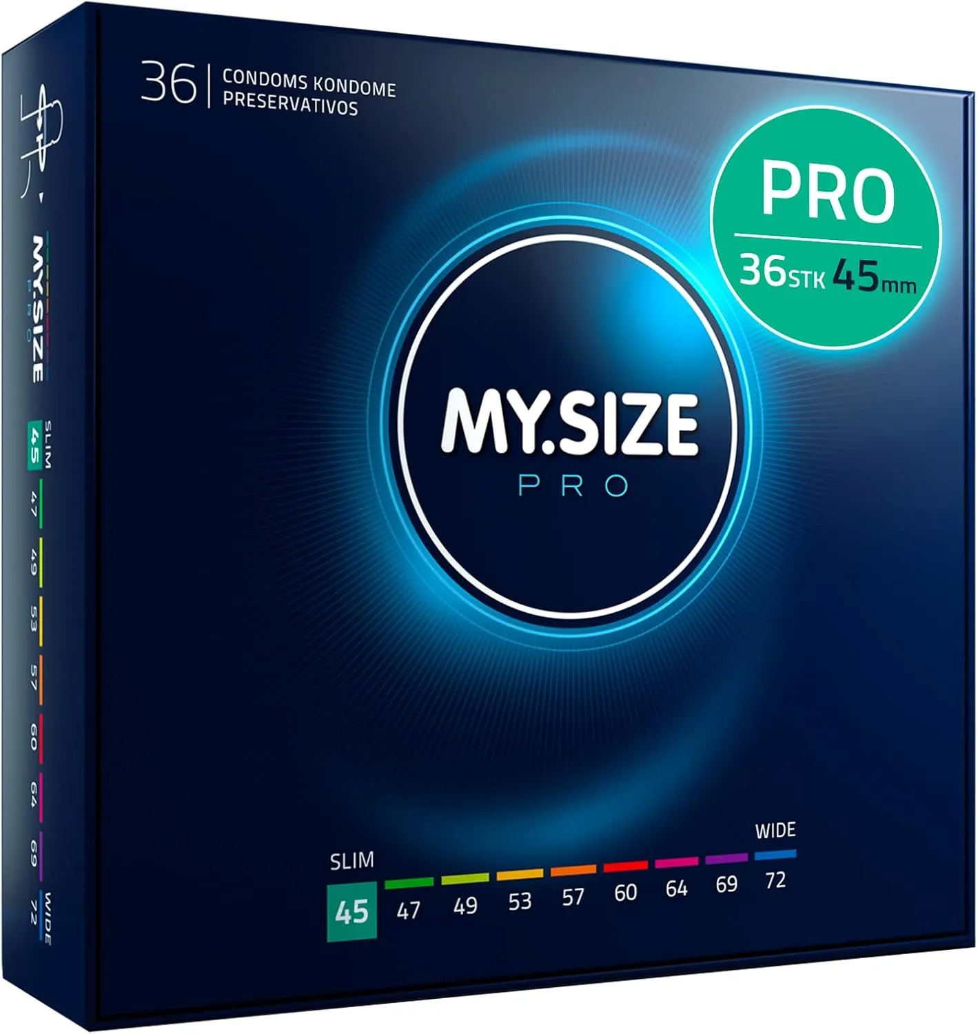 MY.SIZE PRO ELITE Kondome, Größe 0, 45 mm, 36 Stück – Extra reines Vytex-Latex, leicht zu öffnen