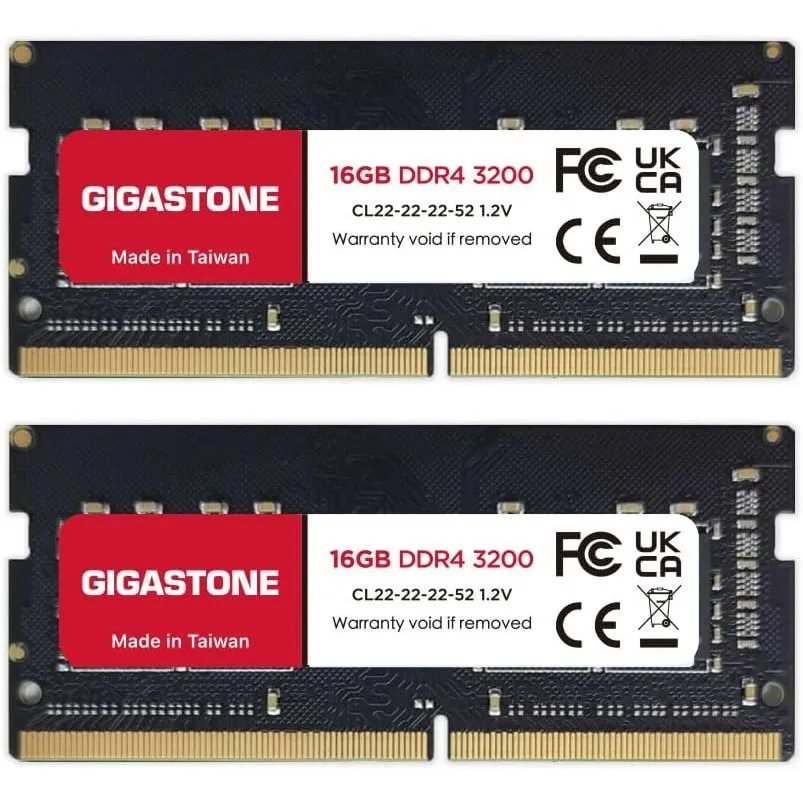 【DDR4 RAM Nur für Laptops】 GIGASTONE 32GB Kit (2x16GB) DDR4 3200MHz (2933/2666MHz) PC4-25600 CL22 1,2V SODIMM 260Pin Ni…