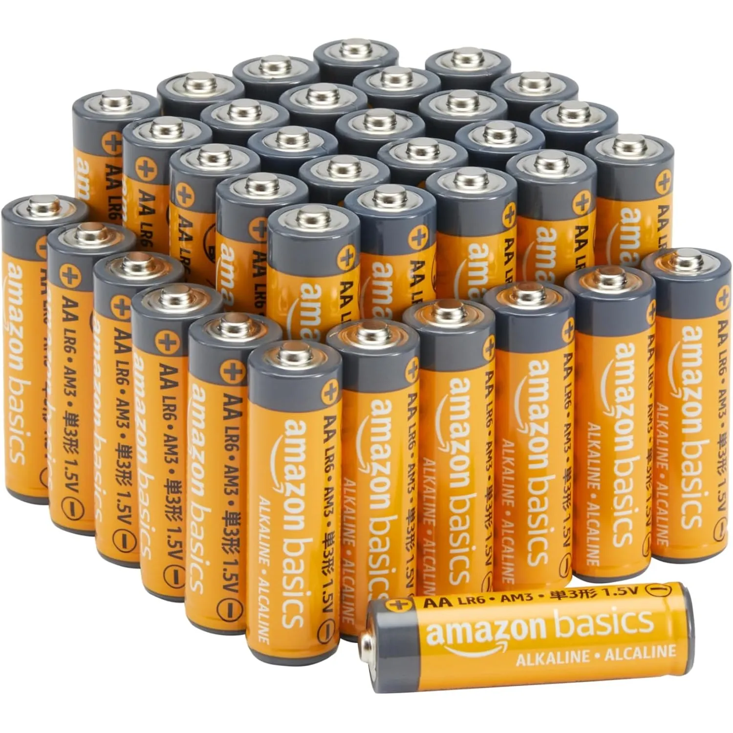Amazon Basics AA-Alkali-Hochleistungsbatterien, 1,5 V, 10 Jahre lagerfähig, 36 Stück