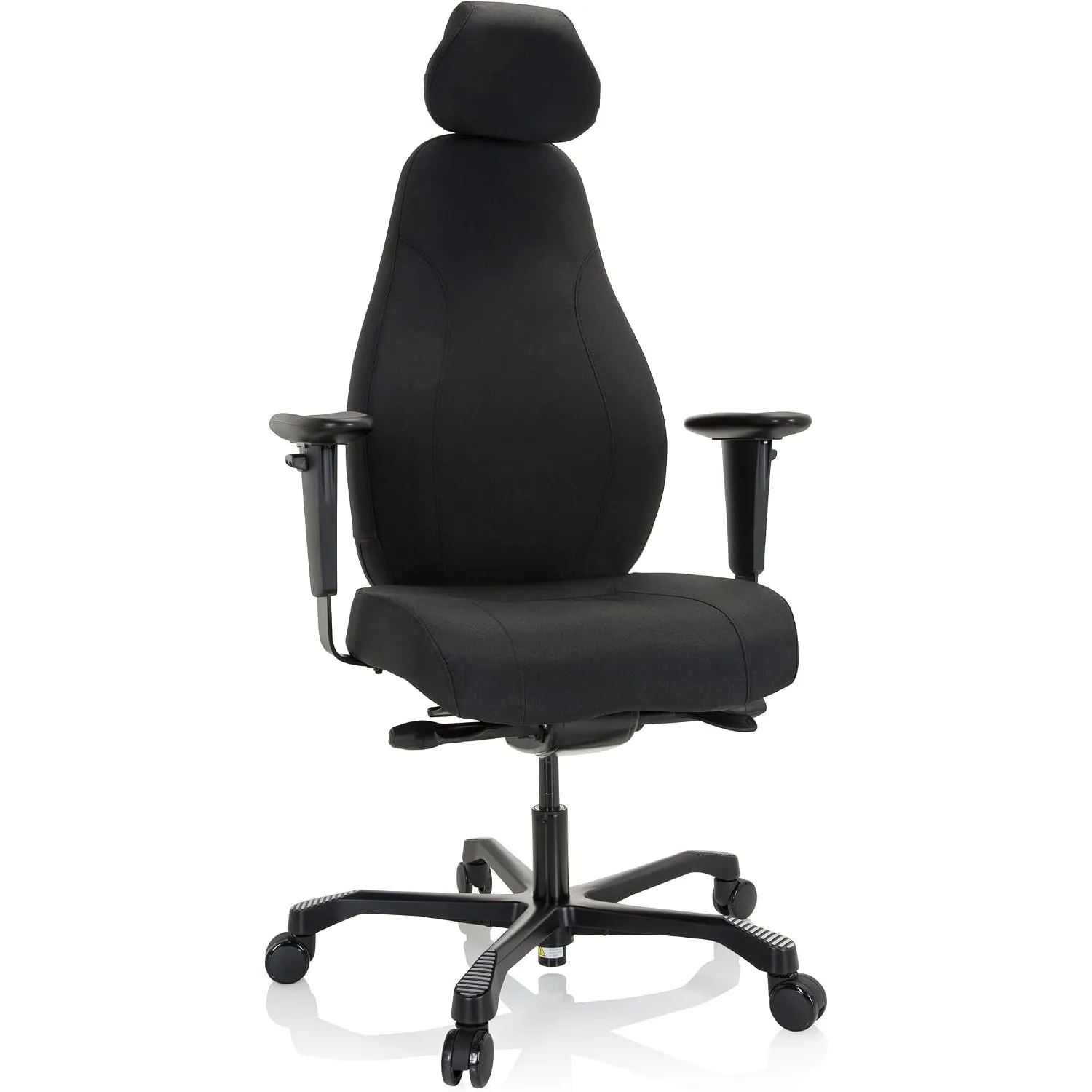 hjh OFFICE 608917 Profi Chefsessel RESISTIO XXL Stoff Bürostuhl ergonomisch, bis 200-kg belastbar, 24h Einsatz, Schwarz