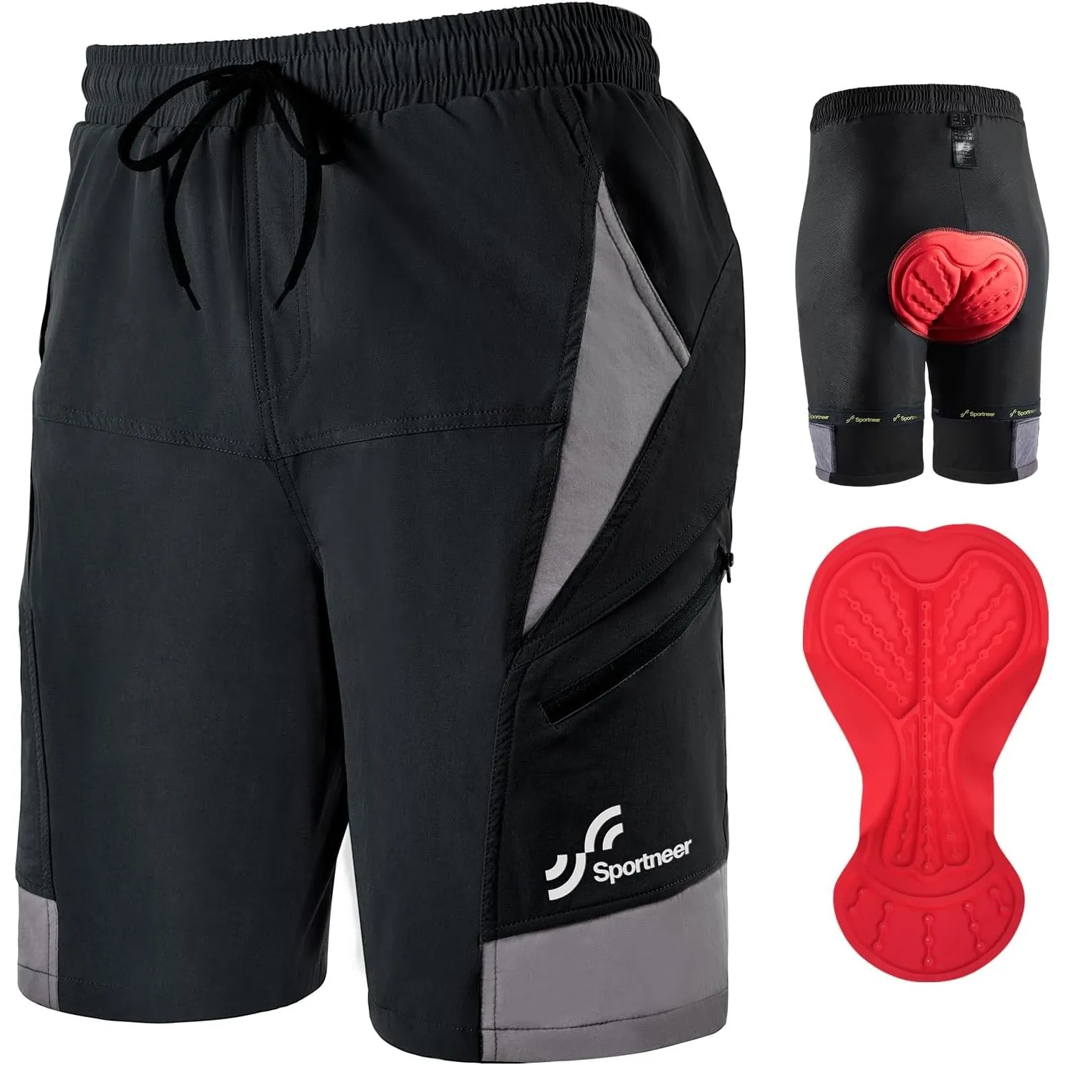 Sportneer MTB Radlerhose Herren Gepolsterte Radhose Herren Radlerhose 3D Gefüttert Mountainbike Radsport Sport Radfahre…