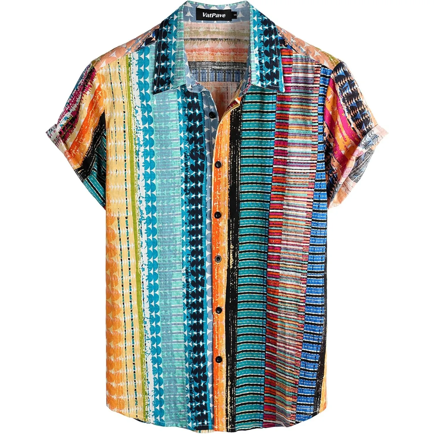 VATPAVE Herren Hawaii Hemd Männer Kurzarm Sommer Freizeithemd Casual Strand Blumen Hawaiihemd