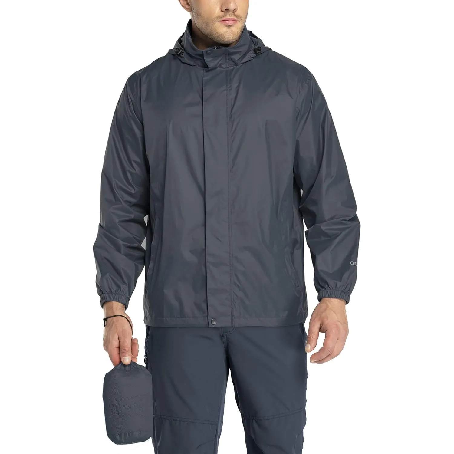 33,000ft Regenjacke Herren Leicht Wasserdicht Faltbare Regenmantel mit Kapuze Fahrrad Rainjacke Windbreaker Windjacke C…