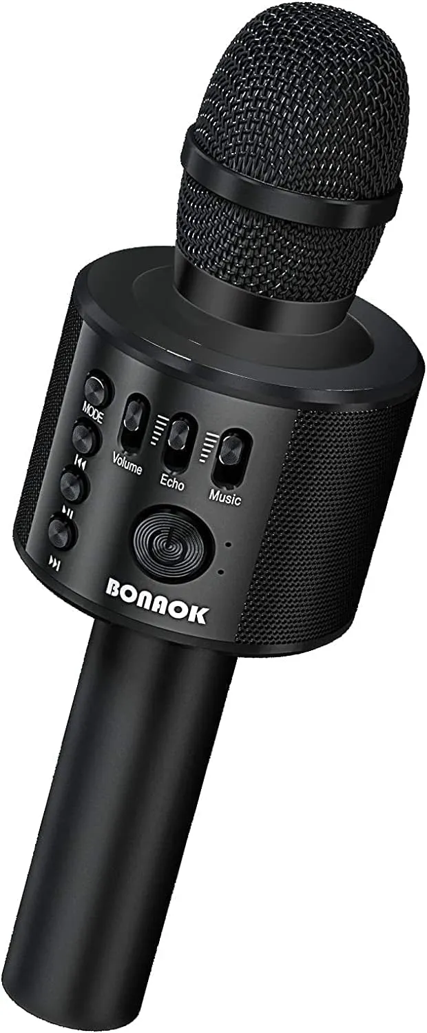 BONAOK Bluetooth Karaoke Mikrophon Erwachsene, Tragbares 3 in 1 Singing Mic, Handmikrofon Home Geburtstagsgeschenk Kara…