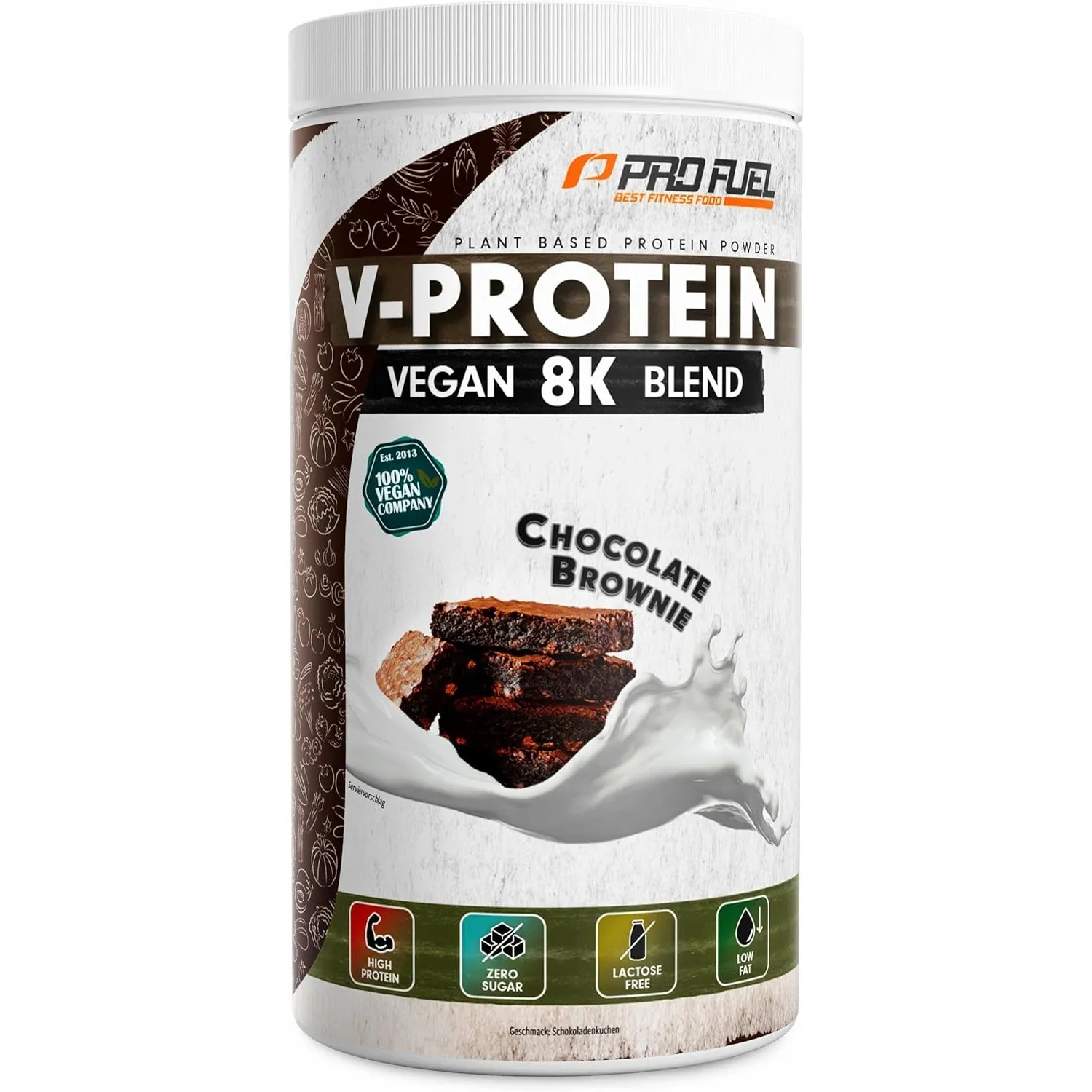 Vegan Protein – SCHOKOLADE (750g) - V-Protein 8K Blend - lecker & cremig - mit 8 Protein-Quellen aus Sonnenblume, Reis,…
