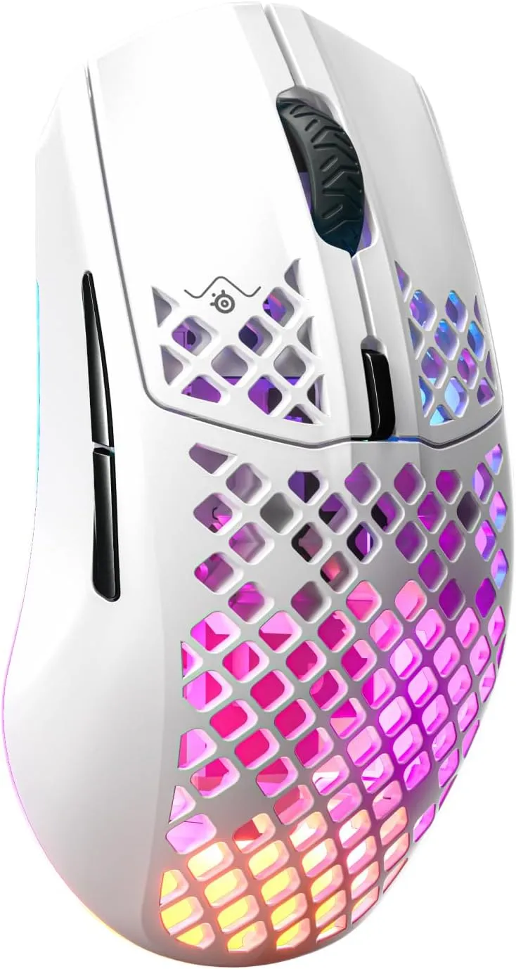 SteelSeries Aerox 3 Wireless - RGB Gaming Maus mit Öffnungen in der Oberfläche - Federleichtes, wasserabweisendes Desig…
