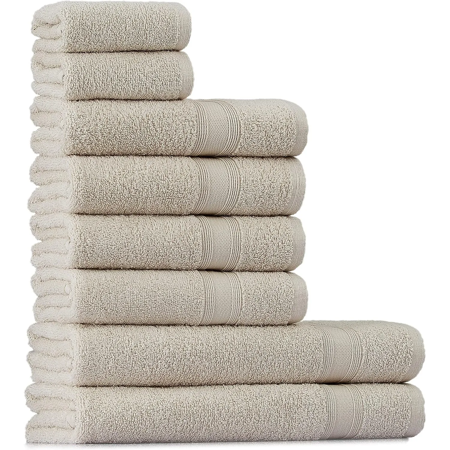 Tuiste Handtücher Set Beige Sandbeige |%100 Baumwolle Handtuch Set 8 Teilig | 2X Badetücher (70x140), 4X Handtücher (50…