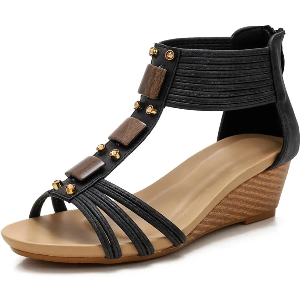 FRALOSHA Sandalen damen keilsandalen sommer offene Zehen lässig mit absatz Strandsandalen plateau sommerschuhe