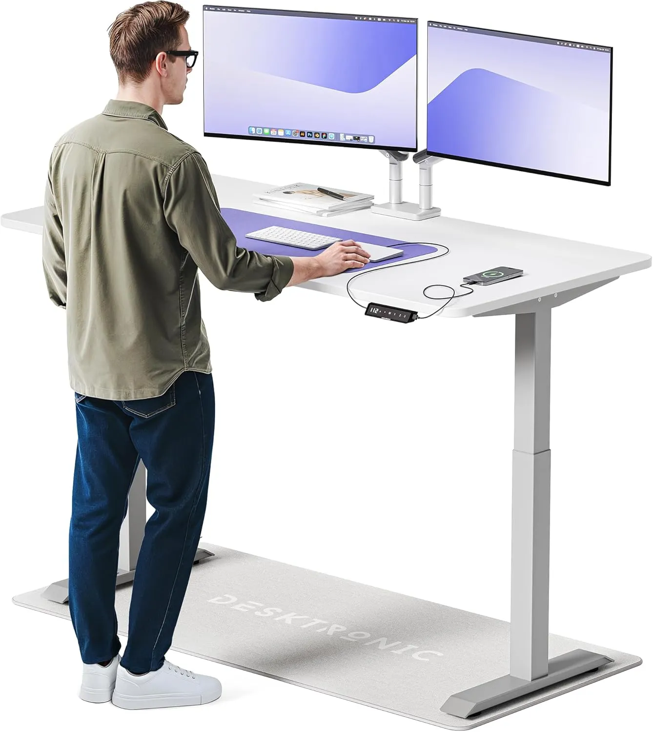 Desktronic Homeone Höhenverstellbarer Schreibtisch 160 × 80 cm – Elektrischer Schreibtisch Mit Zwei Elektrischen Motore…