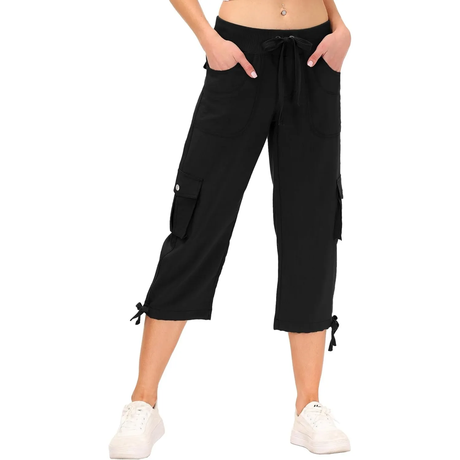 JINSHI Hosen Damen Sommer Cargohose 3/4 Hose Caprihose Wanderhose 6 Taschen | Leicht, Atmungsaktiv,Modisch für Alltag, …