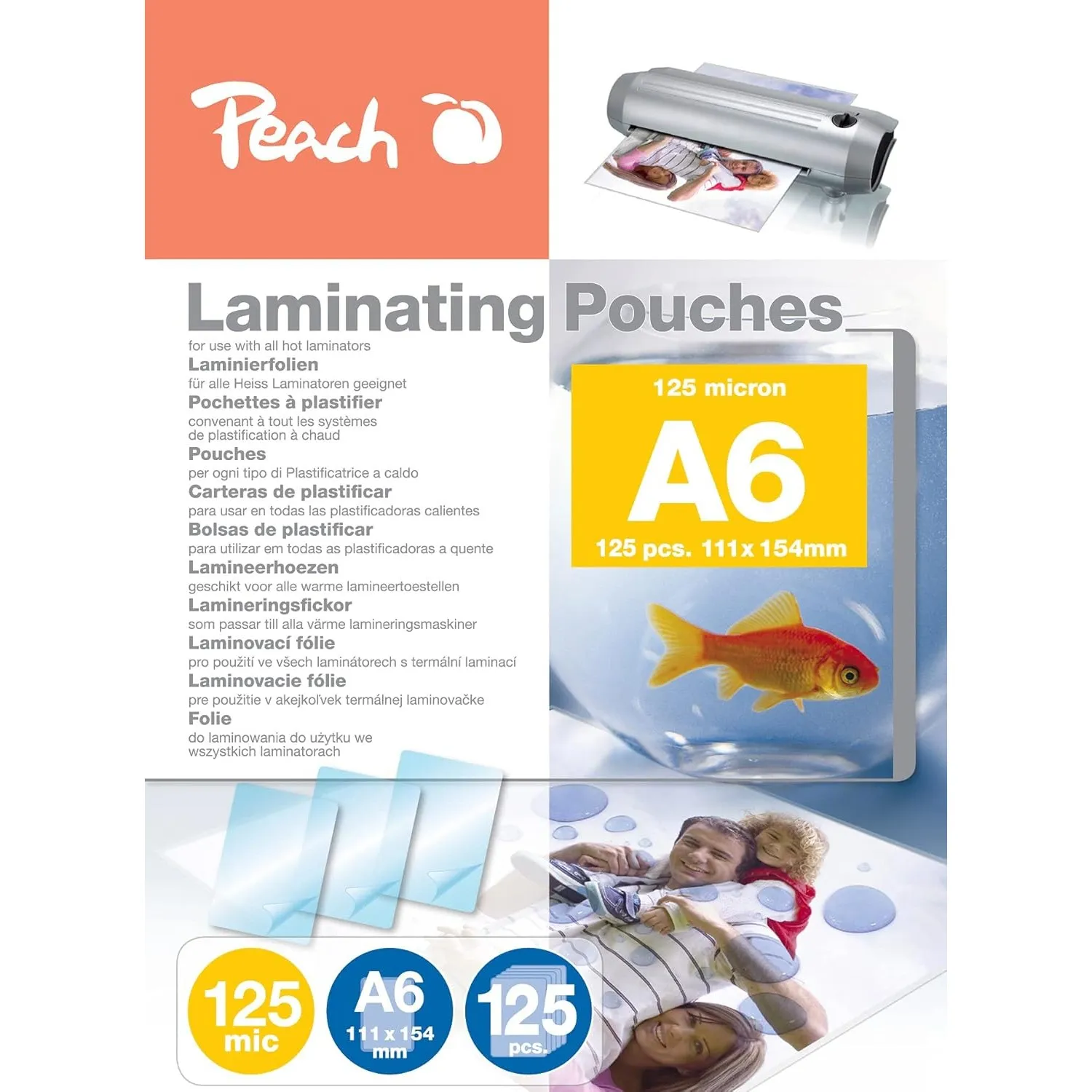 Peach Laminierfolien A6-125 mic - 125 pouches - glänzend - Premiumqualität - kompatibel mit Geräten aller Markenherstel…