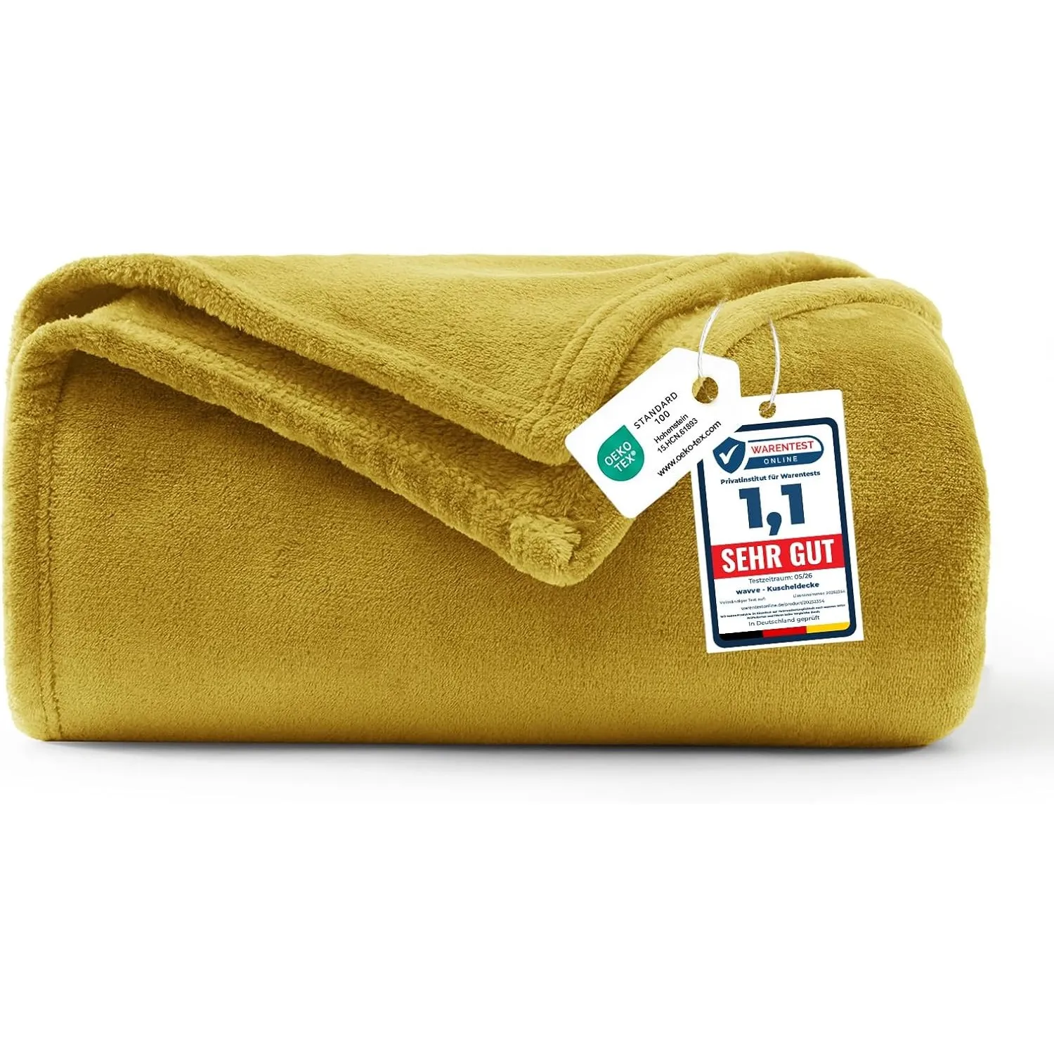 WAVVE Kuscheldecke Flauschig Decke Tagesdecke 150x200 - Sofadecke Gelb