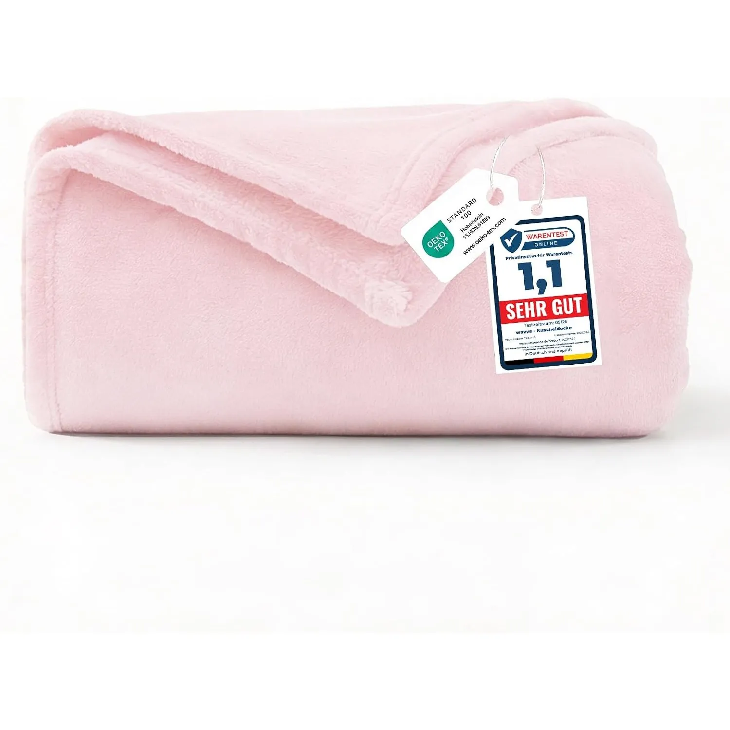 WAVVE Kuscheldecke Flauschig Decke Tagesdecke 150x200 - Sofadecke Hellrosa