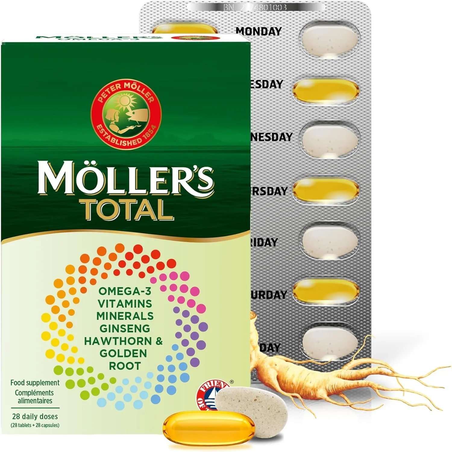 Möller ® | Total | Komplette tägliche Ergänzung | Nordic Omega-3 Nahrungsergänzungsmittel mit EPA und DHA | Mit Vitamin…