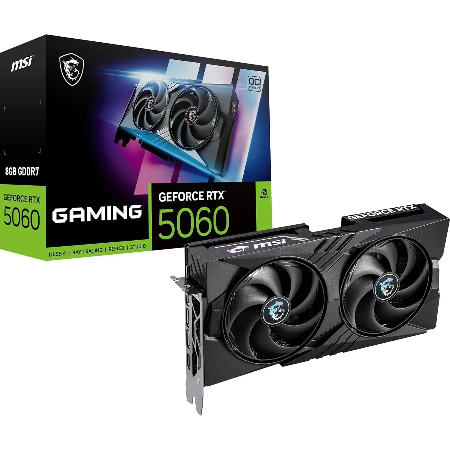 MSI GeForce RTX 5060 8G Gaming OC - 8GB GDDR7 (28Gbps/128-bit), PCIe 5, Boost: 2625 Hz, HDMI 2.1b, DisplayPort 2.1b