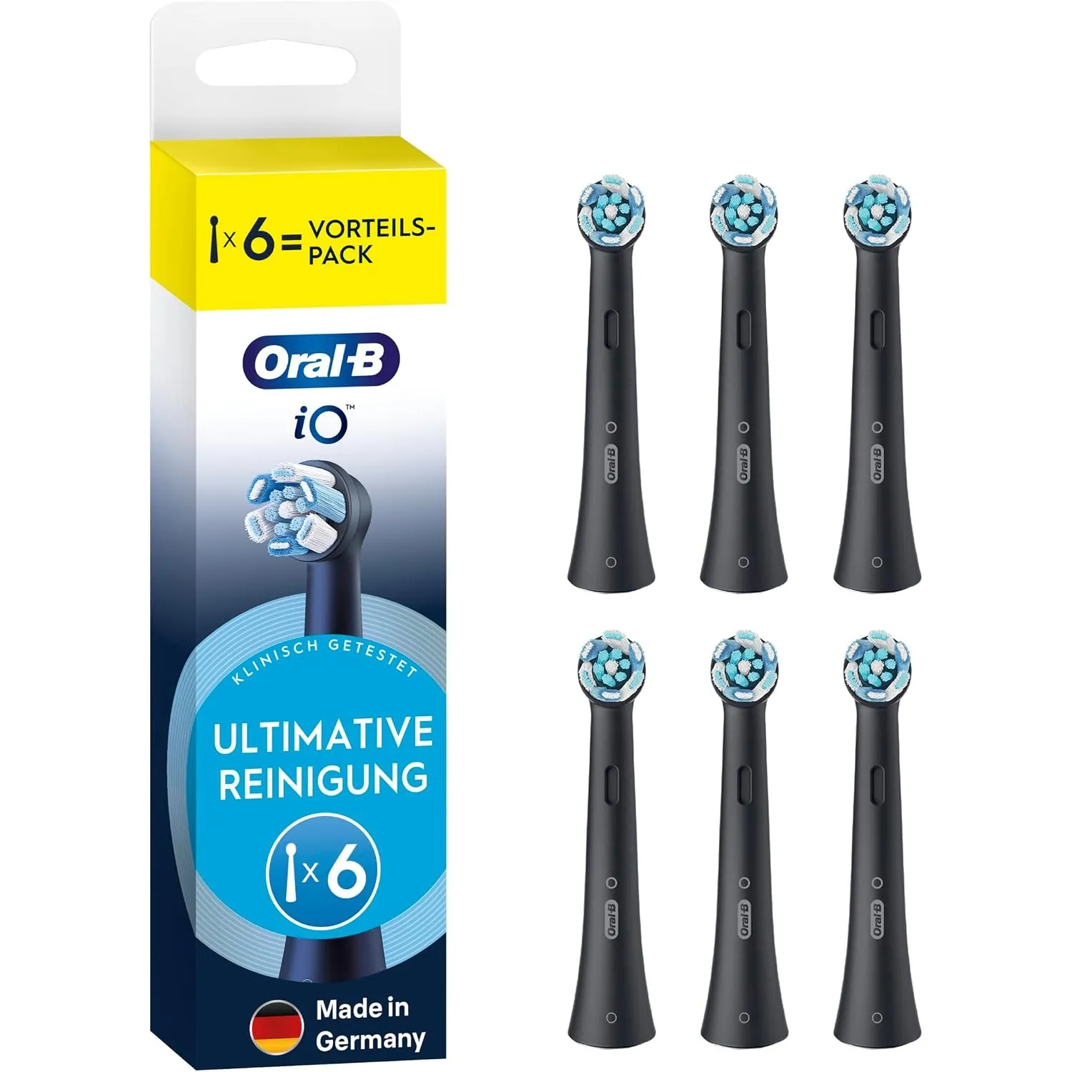 Oral-B iO Aufsteckbürsten Ultimative Reinigung, Schwarz, 6 Stück