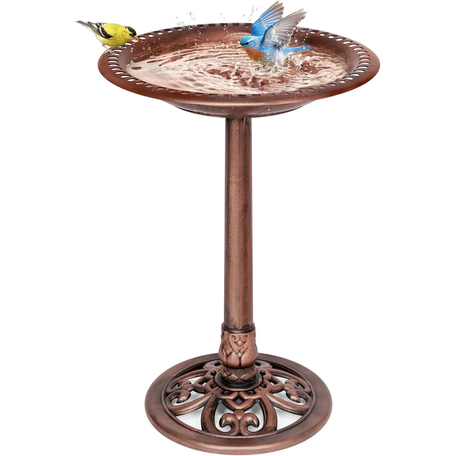VIVOHOME Vogeltränke 71cm hoch Polyresin leicht antike Optik für Außenbereich