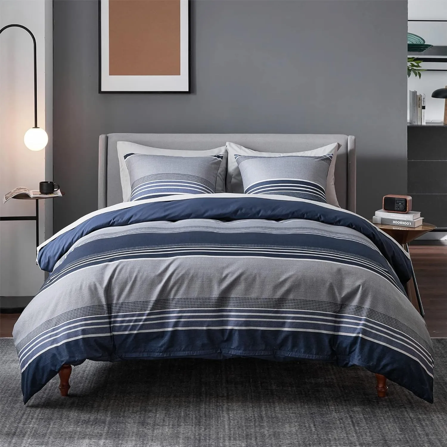 BEDSURE Bettwäsche 155x220 3teilig Bettbezug - Bettwäsche-Sets Blau 155 x 220 cm mit 2 Kissenbezüge 80x80 cm, ÖKO-TEX W…