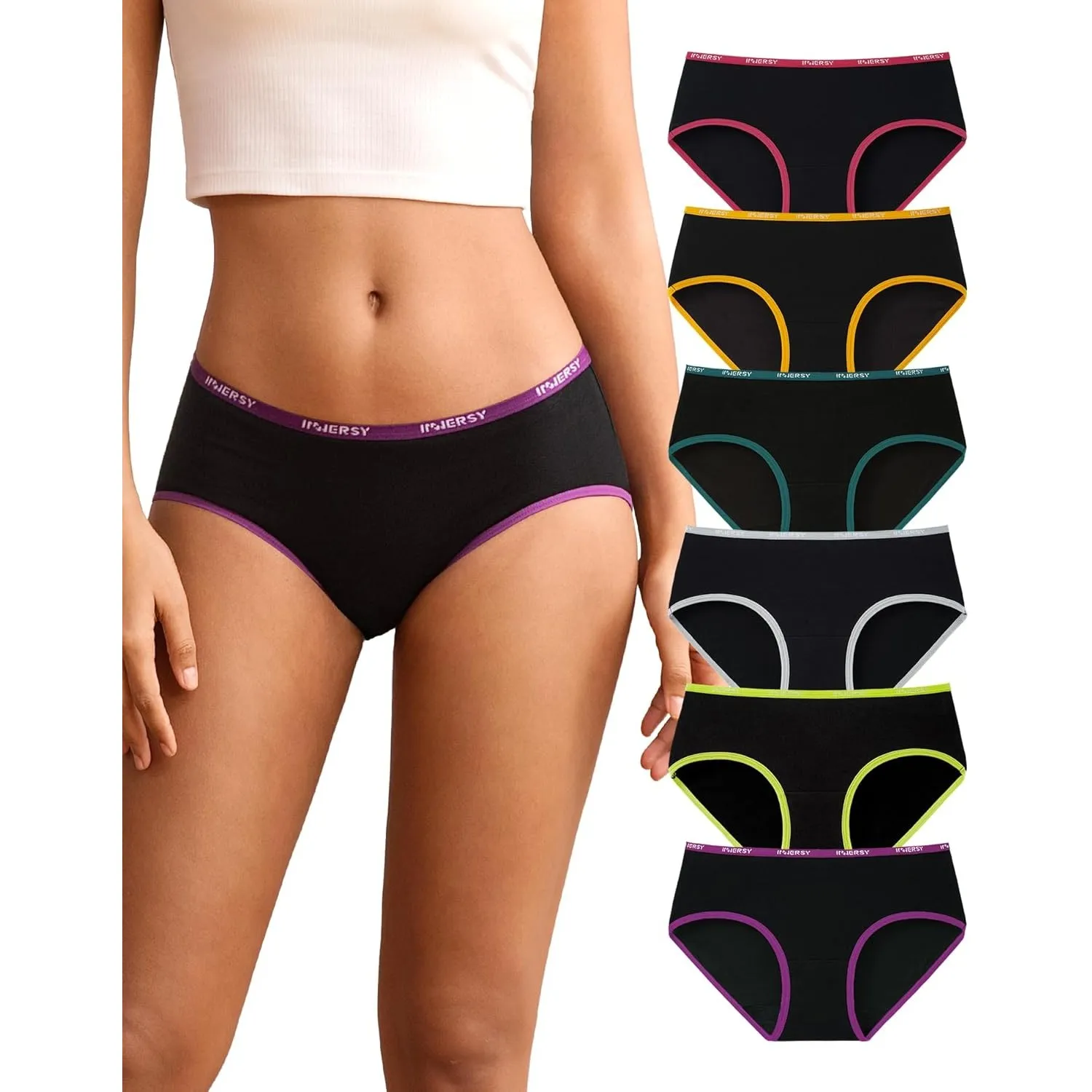 INNERSY Unterhosen Damen Baumwolle Slips Mehrpack Hipster Bequem Unterwäsche 6er Pack