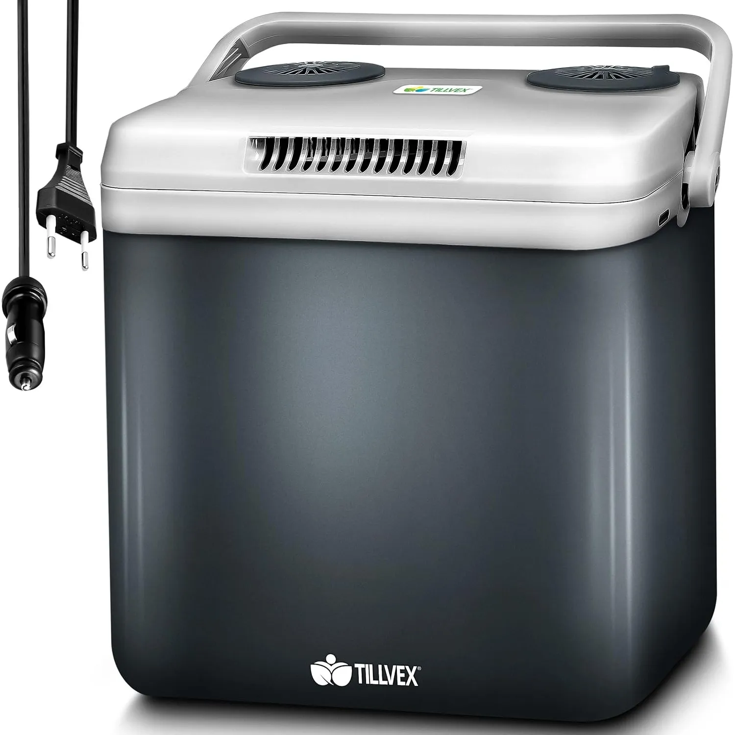 tillvex® Kühlbox elektrisch 32L | zum Kühlen und Warmhalten | 12 V & 230 V | Elektrische Kühlbox mit ECO & MAX Modus | …