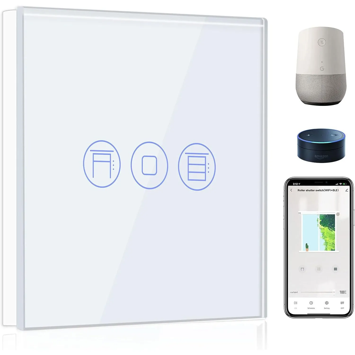 BSEED WiFi Smart Rolladenschalter, Fernbedienung und Timer-Funktion mit Smart Life/Tuya APP, arbeitet mit Alexa Echo un…