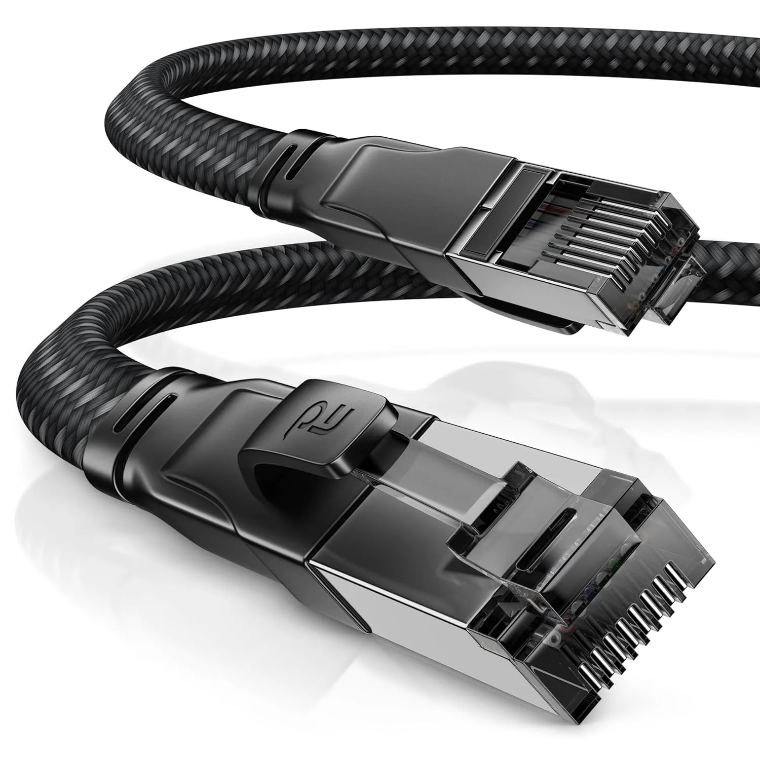 CSL - 7,5m CAT8.1 Netzwerkkabel Flach 40 Gbits - Baumwollmantel - LAN Kabel Patchkabel - CAT8 Gigabit RJ45 Ethernet Cab…