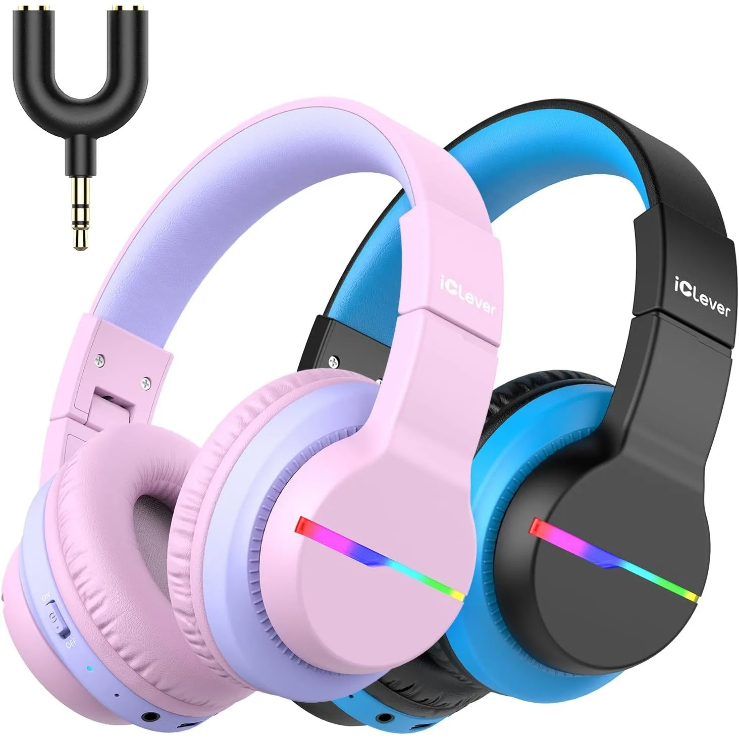 iClever BTH12 Bluetooth Kopfhörer Kinder LED Leuchten 85H Spielzeit Reisen