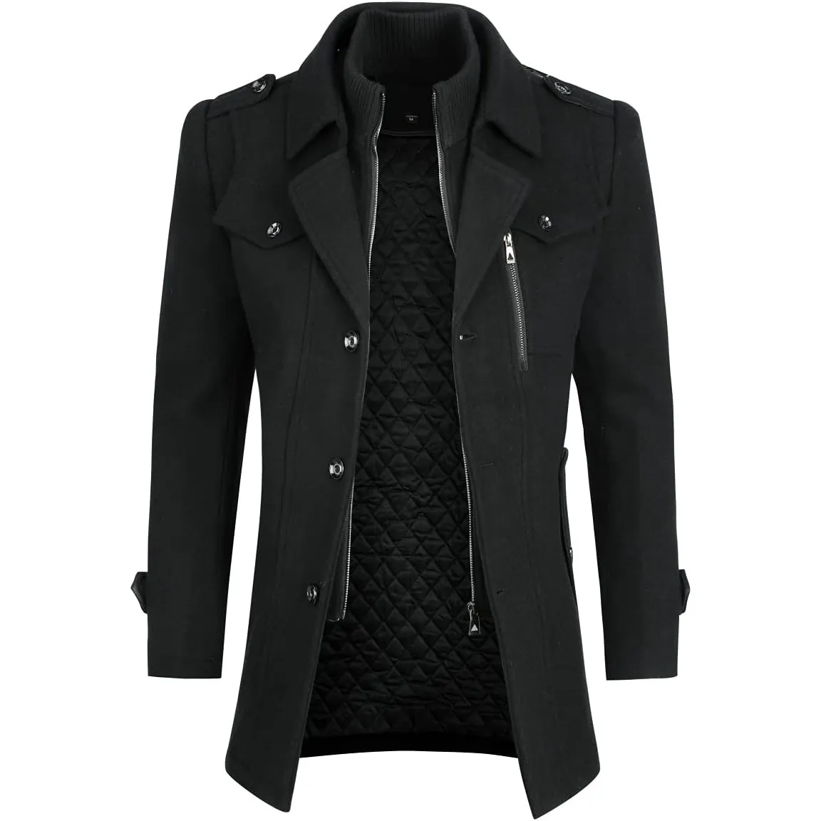 YOUTHUP Herren Wintermantel Wolle Kurz Winterjacke für Business Freizeit