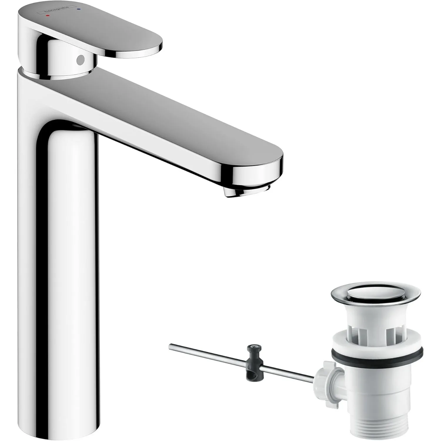 hansgrohe Vernis Blend - Waschtischarmatur mit Zugstangen-Ablauf, Wasserhahn Bad mit Auslauf Höhe 190 mm, Mischbatterie…