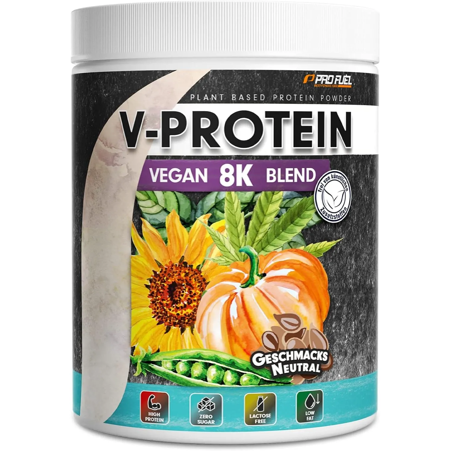 Vegan Proteinpulver NEUTRAL (480g) zum Backen und Kochen - ohne Aroma und Süße - naturbelassenes Protein aus Sonnenblum…